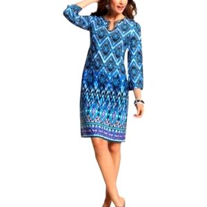 💎 CHICO's Embellished Border Lexi Dress Geometric Beaded Size 1 Med/8 💎